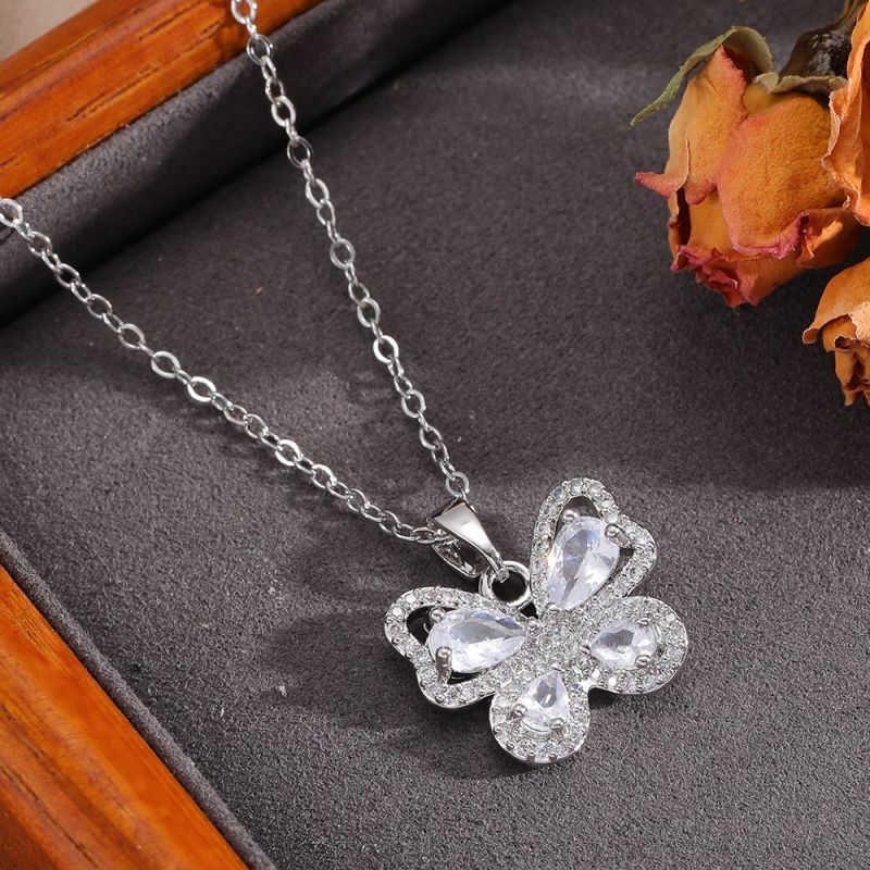 Gold Necklace 304 Stainless Steel Hollow Double-layer Bow Necklace