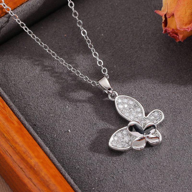 Gold Necklace 304 Stainless Steel Hollow Double-layer Bow Necklace