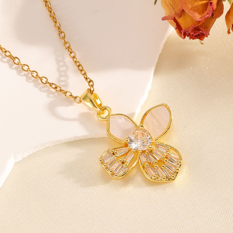 Gold Necklace 304 Stainless Steel Hollow Double-layer Bow Necklace