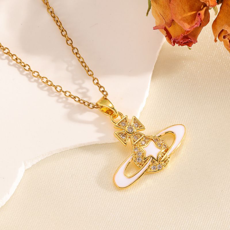 Necklace #2 304 Stainless Steel Diamond-encrusted Heart And Moon Necklace