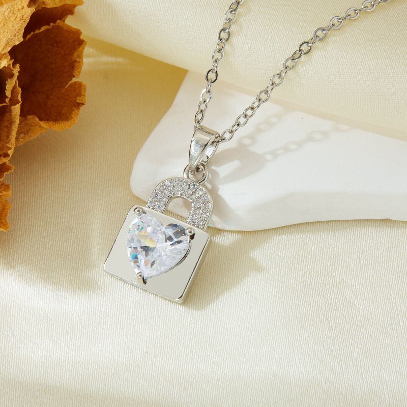 Necklace #7 304 Stainless Steel Diamond Heart Necklace