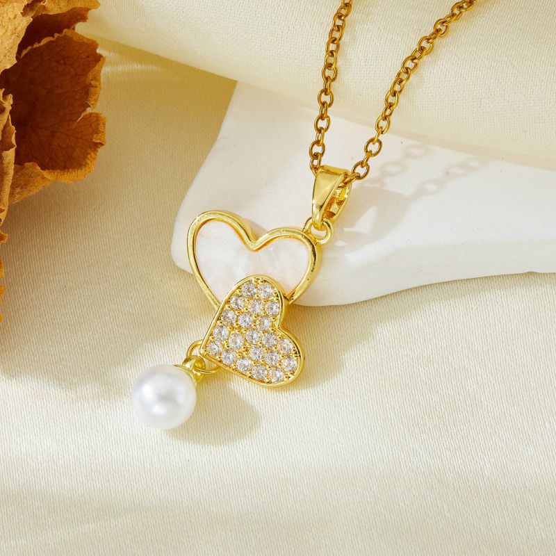 Necklace #7 304 Stainless Steel Diamond Heart Necklace