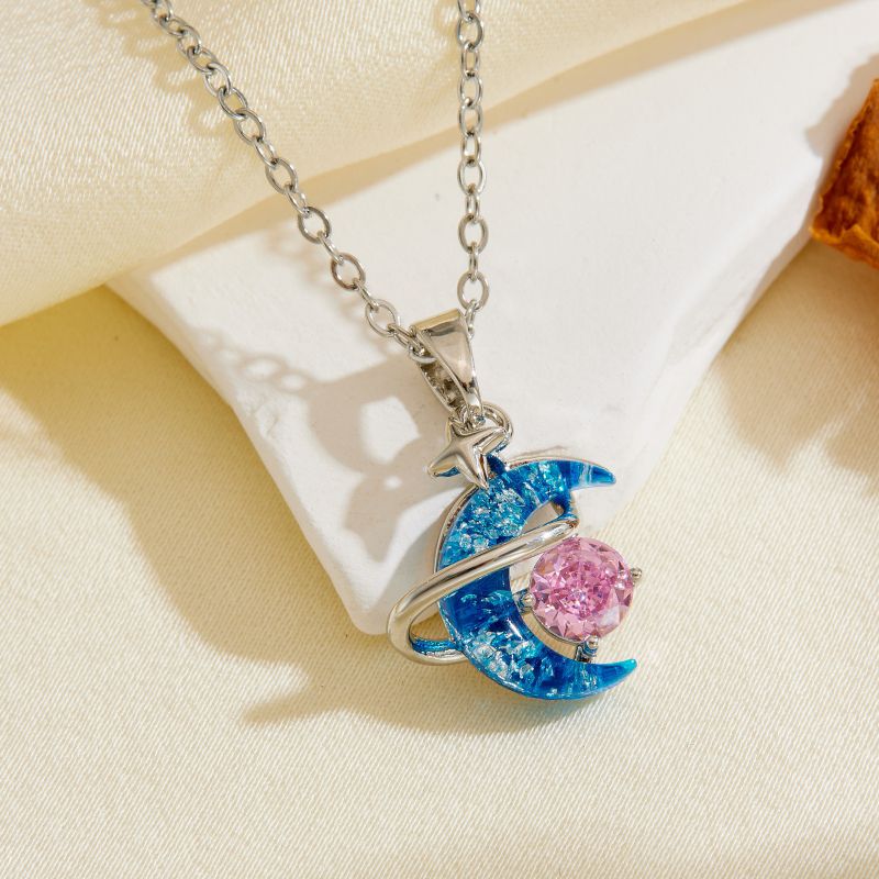 Necklace #1 304 Stainless Steel Diamond-set Moon Necklace