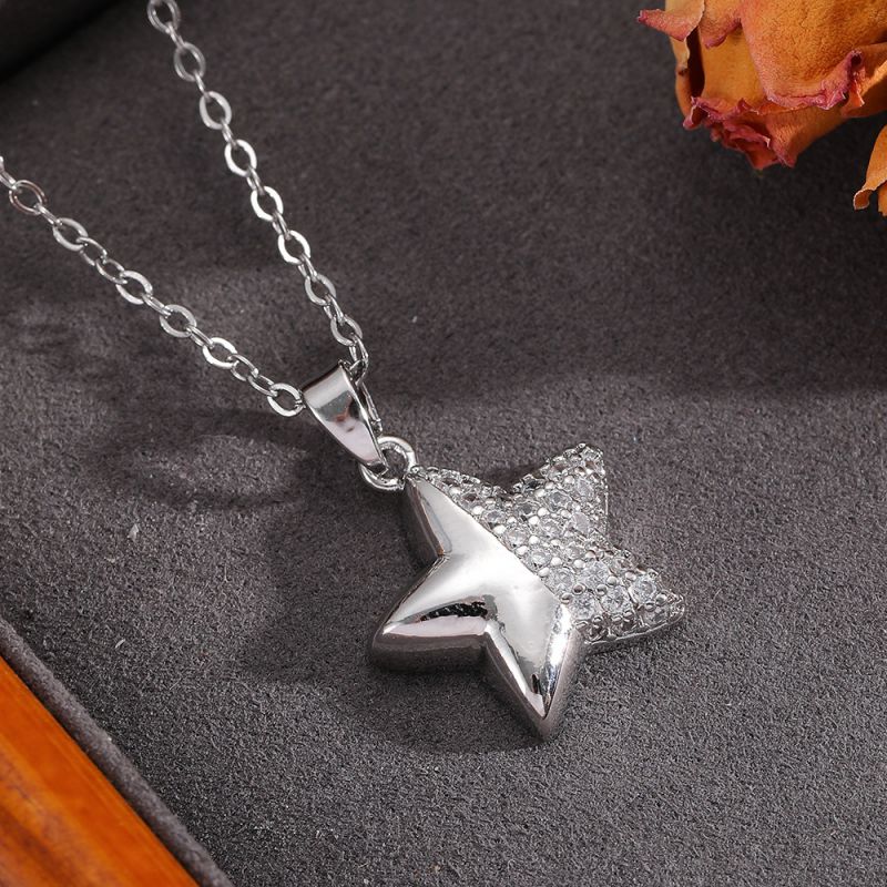 Silver 304 Stainless Steel Five-pointed Star Necklace