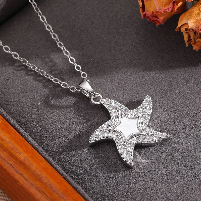 Silver 304 Stainless Steel Five-pointed Star Necklace