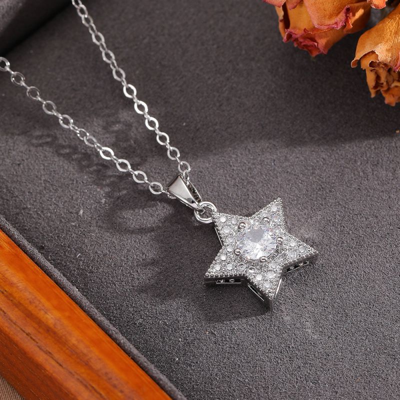 Silver 304 Stainless Steel Five-pointed Star Necklace
