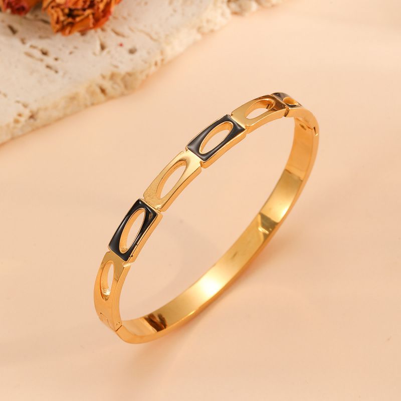 Gold Bracelet #1 304 Stainless Steel Diamond-set Round Bangle