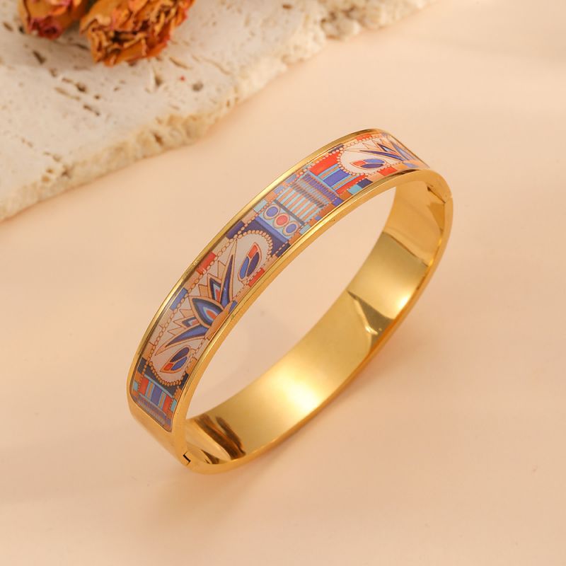 Gold Bracelet #1 304 Stainless Steel Diamond-set Round Bangle