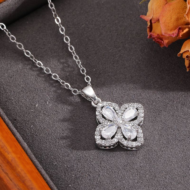 Necklace #2 304 Stainless Steel Diamond Flower Necklace