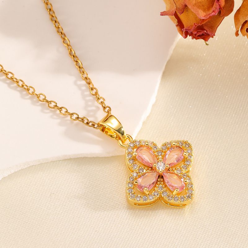 Necklace #2 304 Stainless Steel Diamond Flower Necklace