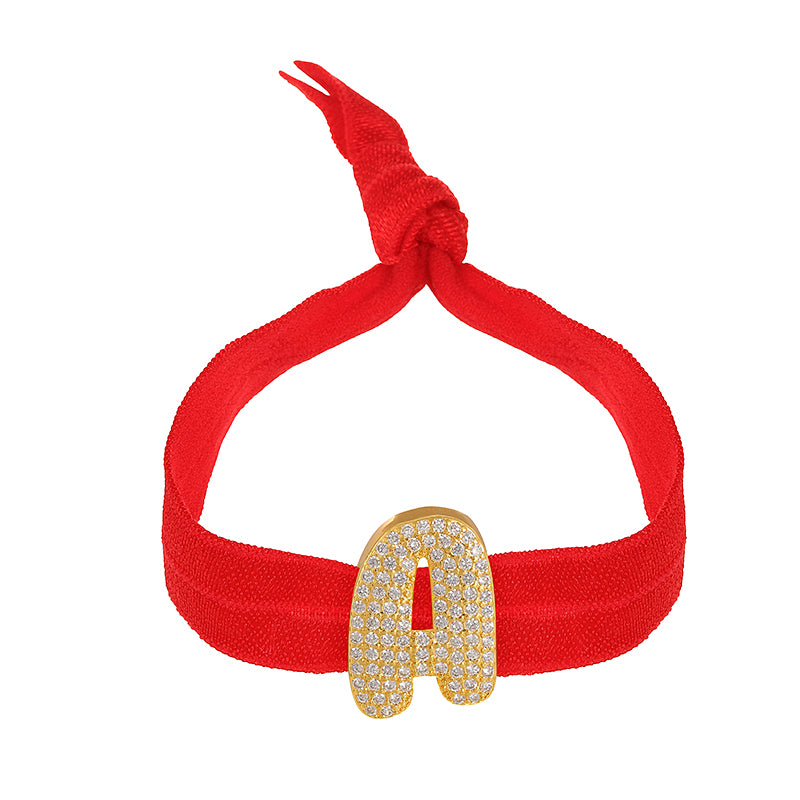 A Red Copper-set Zircon 26-letter Elastic Fabric Bracelet