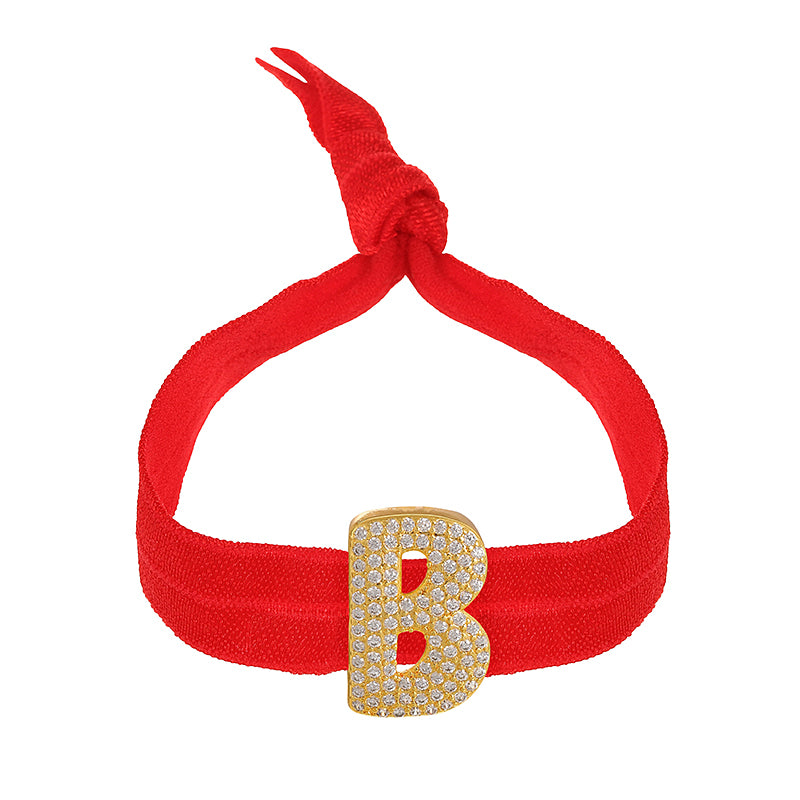 A Red Copper-set Zircon 26-letter Elastic Fabric Bracelet