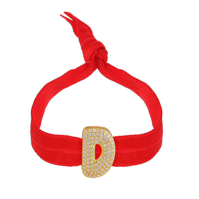 A Red Copper-set Zircon 26-letter Elastic Fabric Bracelet