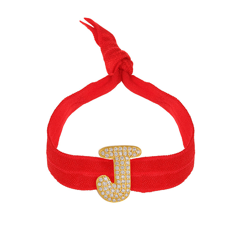 A Red Copper-set Zircon 26-letter Elastic Fabric Bracelet