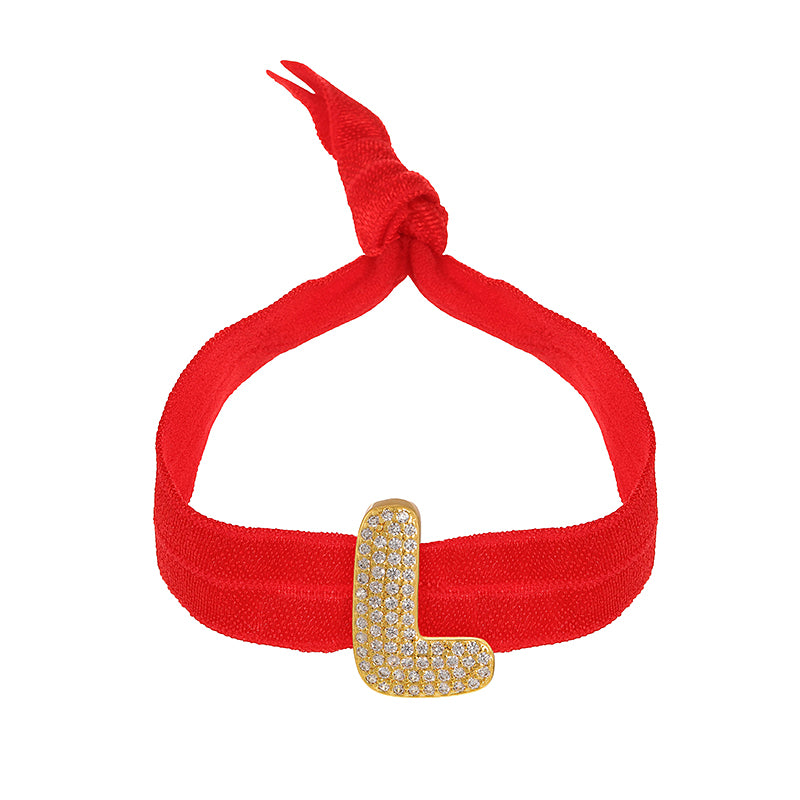 A Red Copper-set Zircon 26-letter Elastic Fabric Bracelet