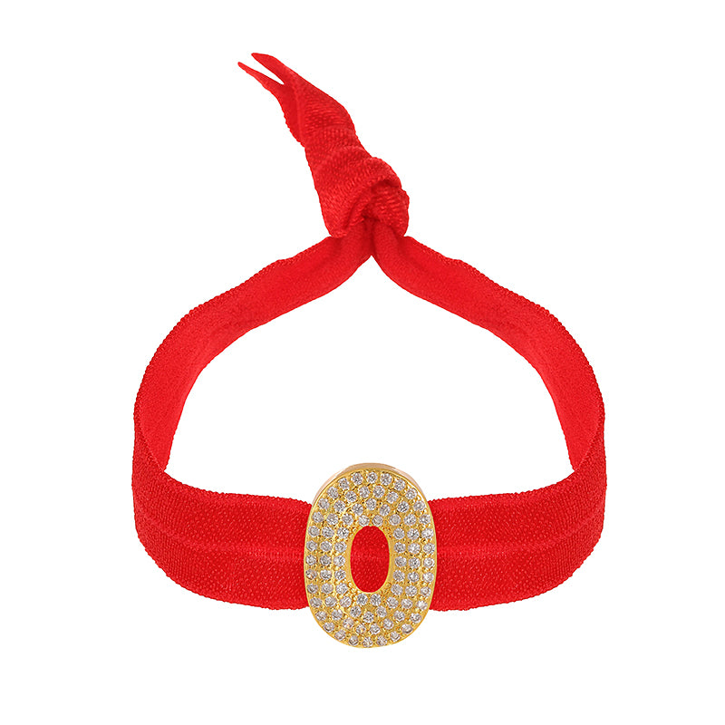 A Red Copper-set Zircon 26-letter Elastic Fabric Bracelet