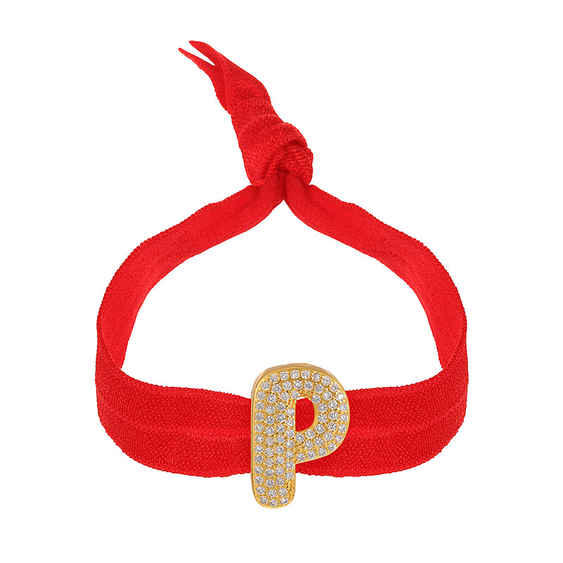A Red Copper-set Zircon 26-letter Elastic Fabric Bracelet