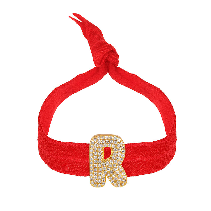 A Red Copper-set Zircon 26-letter Elastic Fabric Bracelet