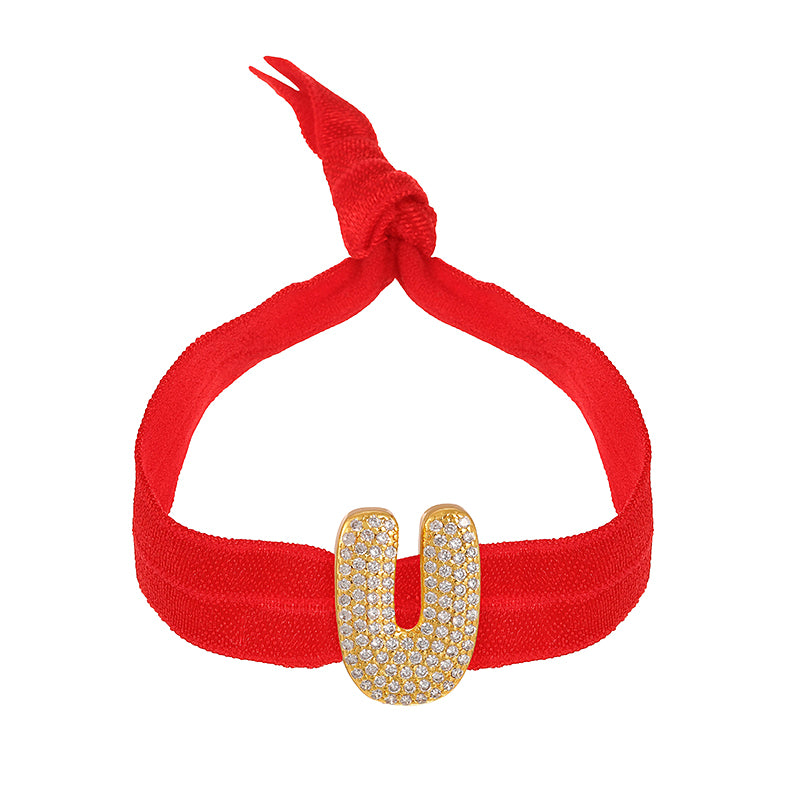 A Red Copper-set Zircon 26-letter Elastic Fabric Bracelet
