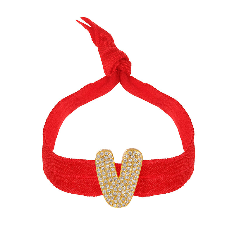 A Red Copper-set Zircon 26-letter Elastic Fabric Bracelet