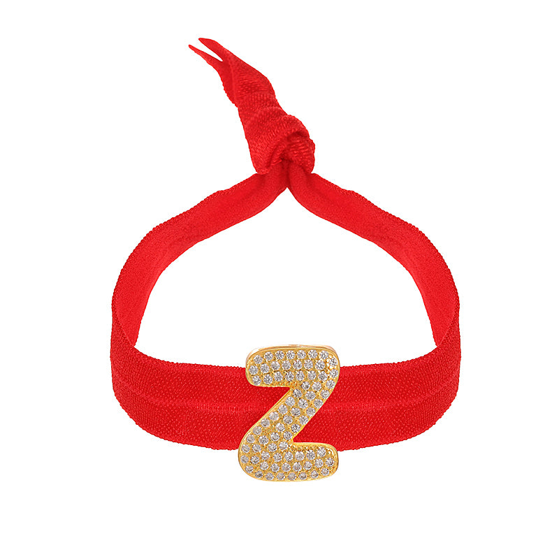 A Red Copper-set Zircon 26-letter Elastic Fabric Bracelet