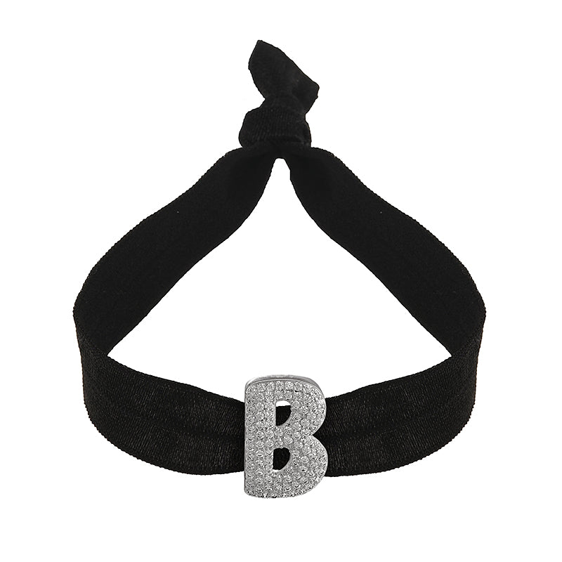 A Black Copper-set Zircon 26-letter Elastic Fabric Bracelet