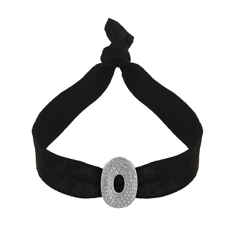 A Black Copper-set Zircon 26-letter Elastic Fabric Bracelet