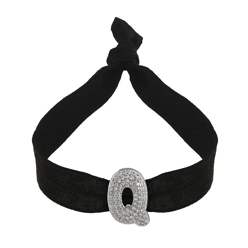 A Black Copper-set Zircon 26-letter Elastic Fabric Bracelet