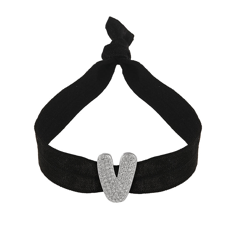 A Black Copper-set Zircon 26-letter Elastic Fabric Bracelet