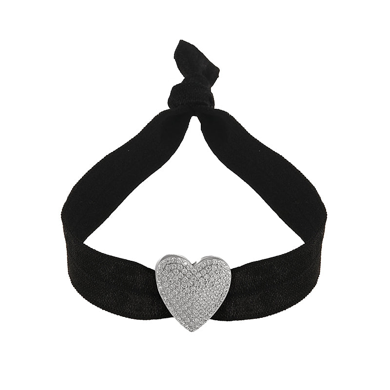 A Black Copper-set Zircon 26-letter Elastic Fabric Bracelet