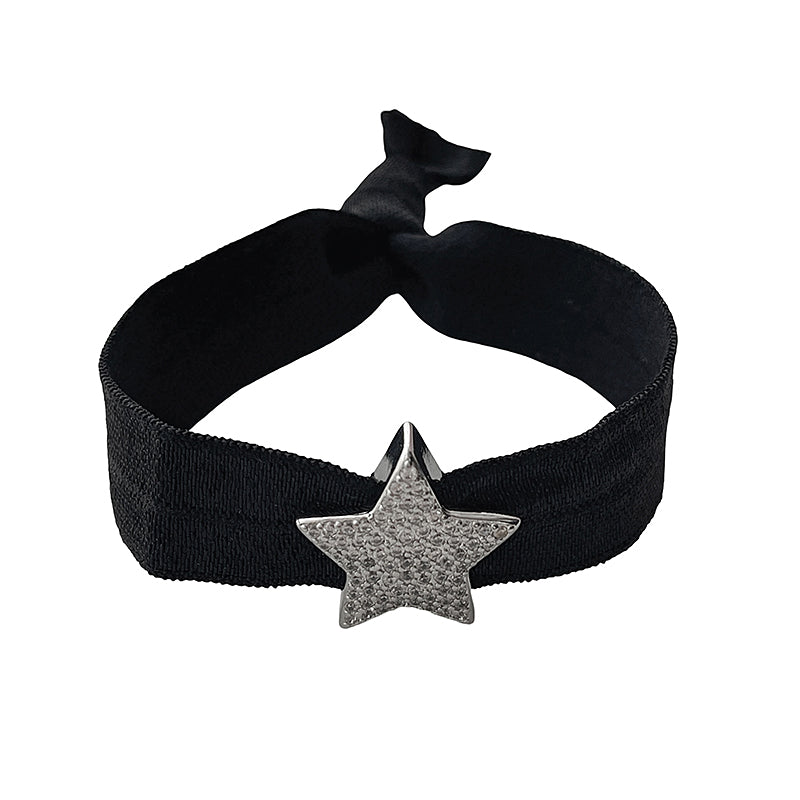 A Black Copper-set Zircon 26-letter Elastic Fabric Bracelet