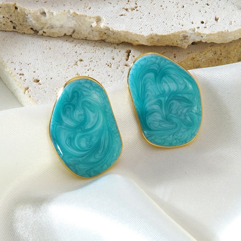 Black Stainless Steel Drip-patterned Irregular Earrings