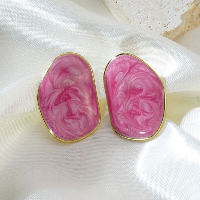 Black Stainless Steel Drip-patterned Irregular Earrings