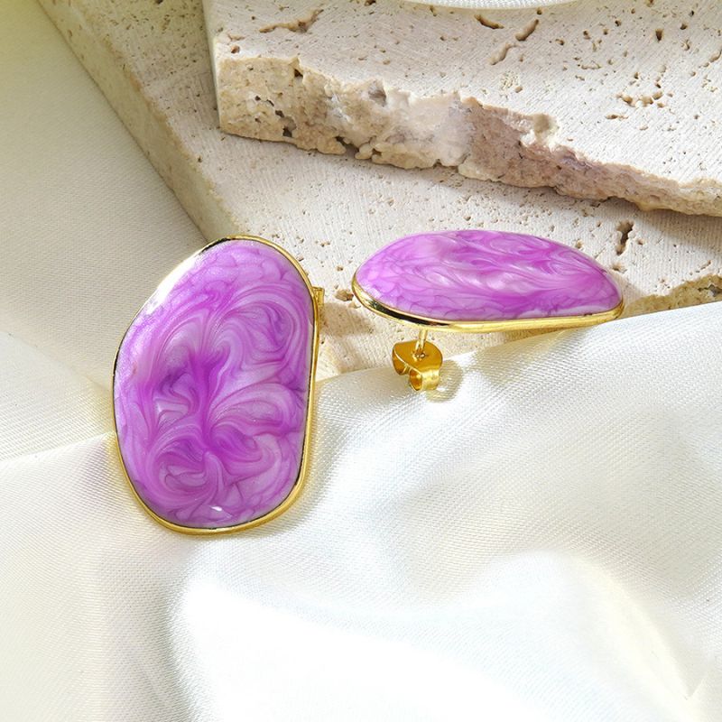 Black Stainless Steel Drip-patterned Irregular Earrings