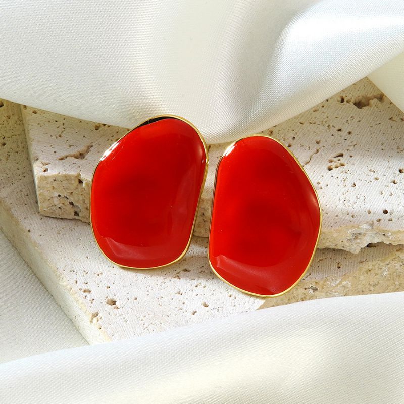 Black Stainless Steel Drip-patterned Irregular Earrings