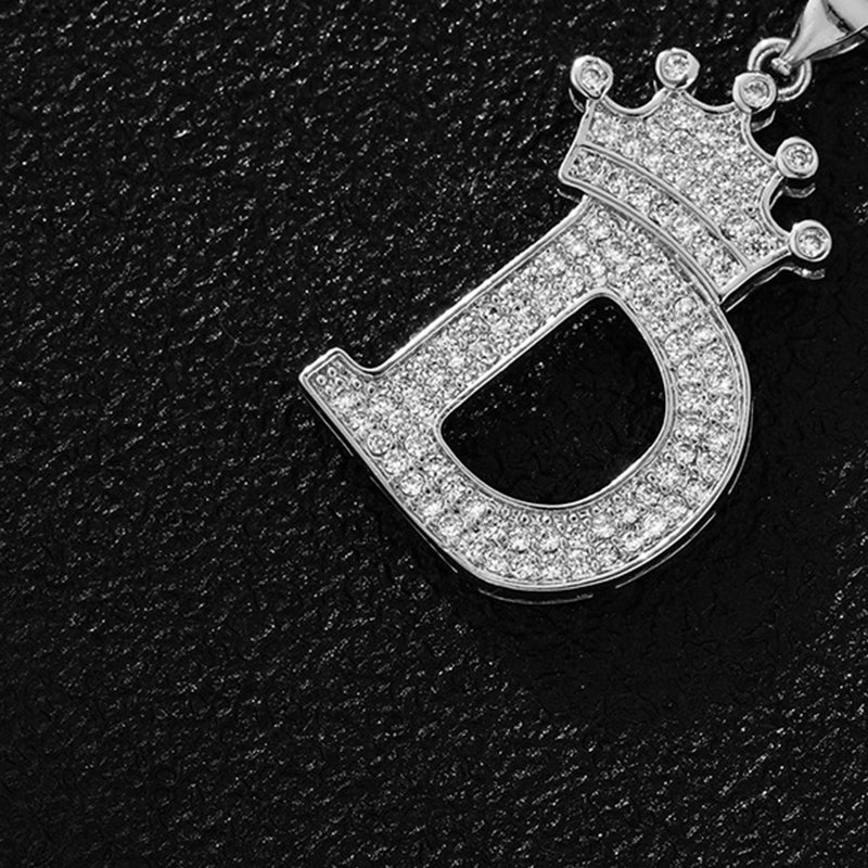 A (single Pendant) Gold Brass And Diamond-encrusted Crown Pendant With The Letters 26 (without Chain)