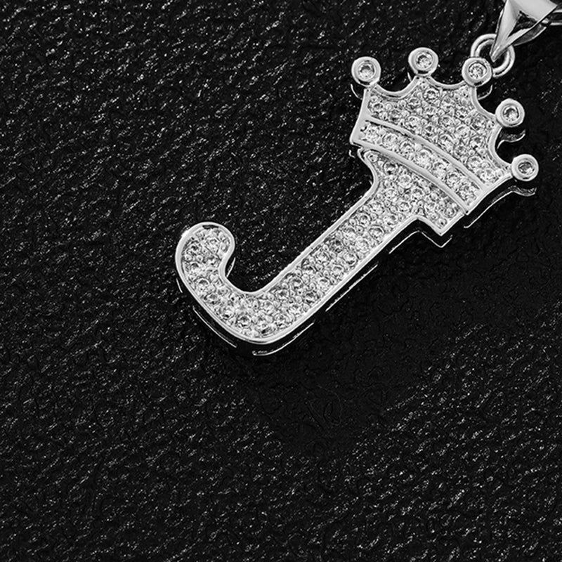 A (single Pendant) Gold Brass And Diamond-encrusted Crown Pendant With The Letters 26 (without Chain)