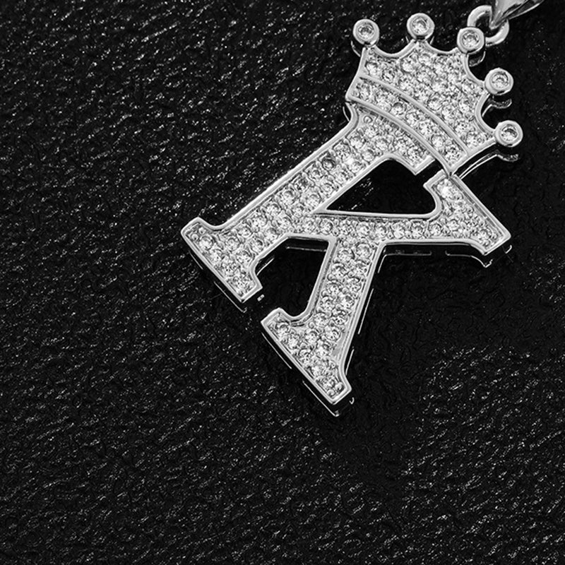 A (single Pendant) Gold Brass And Diamond-encrusted Crown Pendant With The Letters 26 (without Chain)