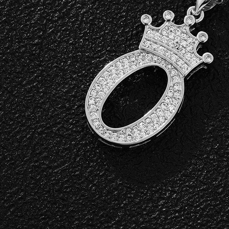 A (single Pendant) Gold Brass And Diamond-encrusted Crown Pendant With The Letters 26 (without Chain)