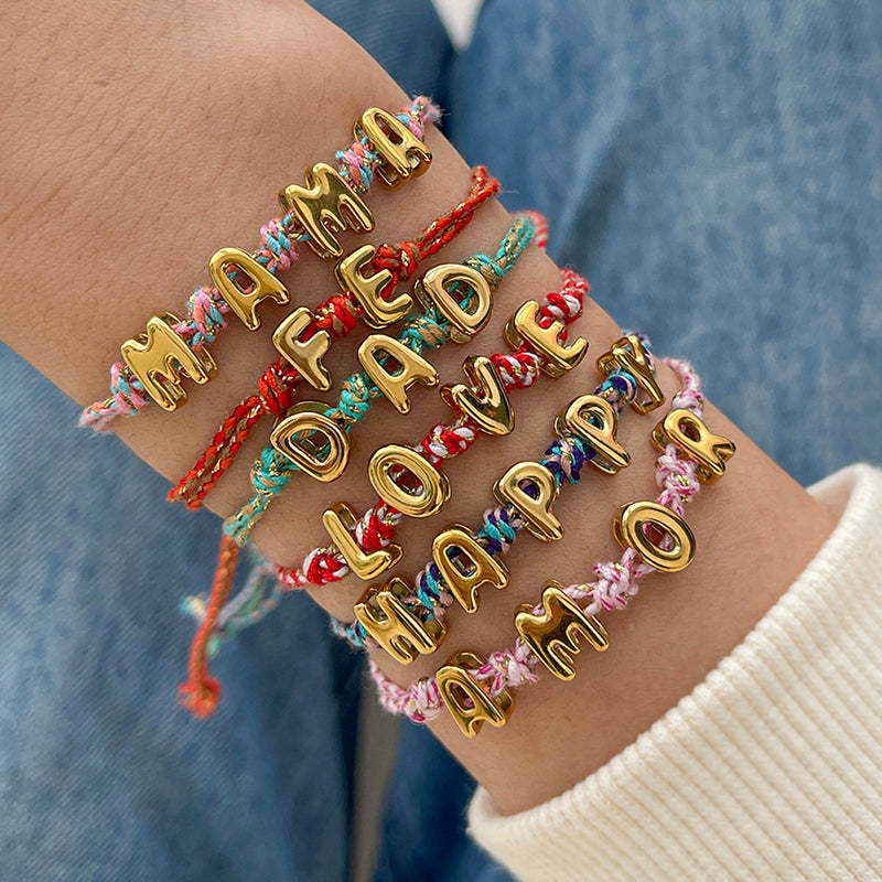 Amor Titanium Steel Letter Braided Double-layer Bracelet