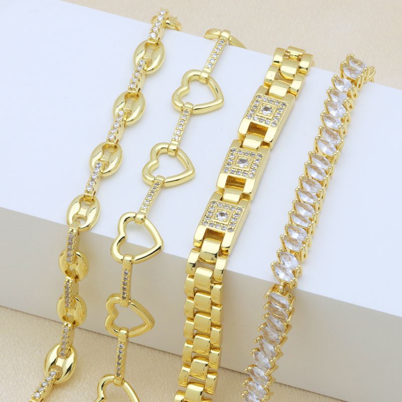 B Brass Square Bracelet With Diamonds