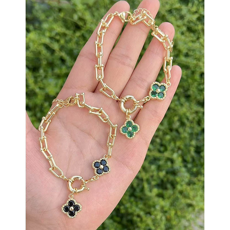 B Copper And Gold-plated Diamond Petal Bracelet