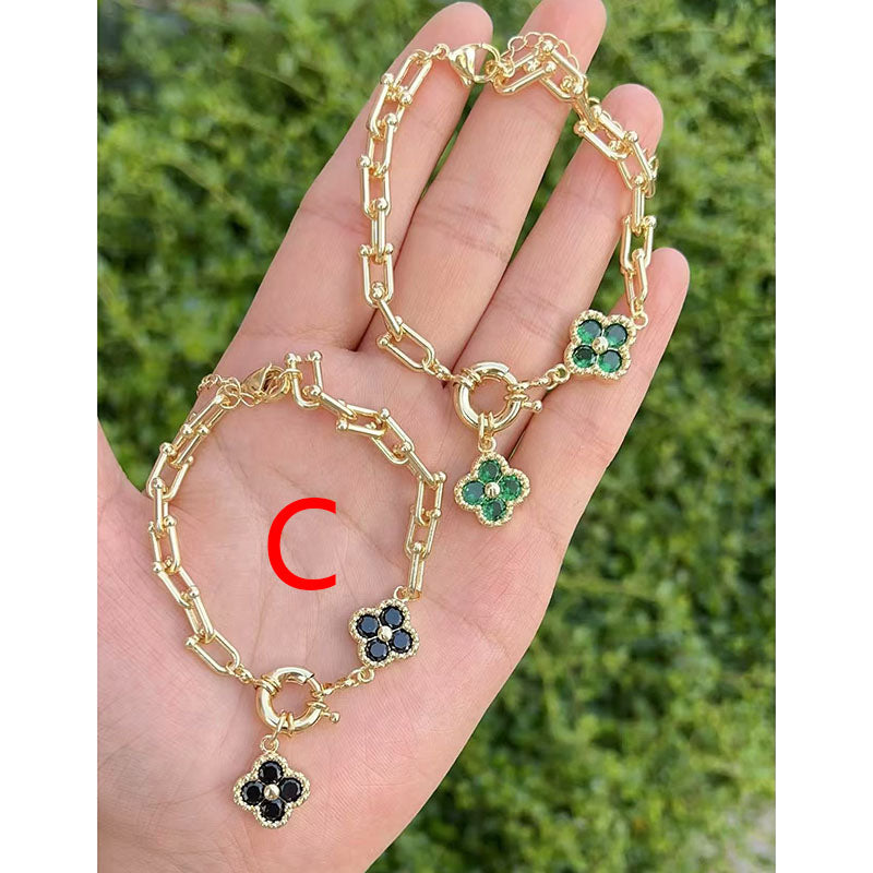 B Copper And Gold-plated Diamond Petal Bracelet