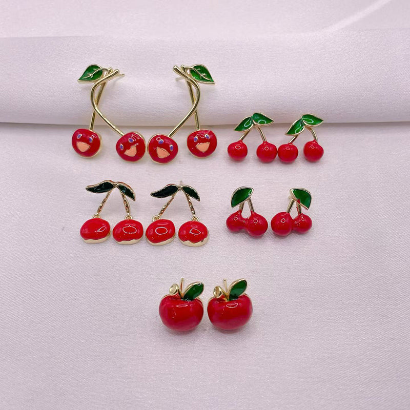 B Copper Cherry Earrings