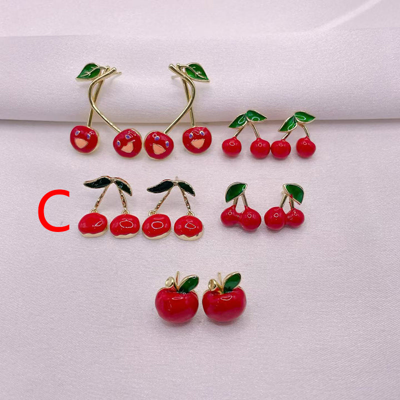 B Copper Cherry Earrings