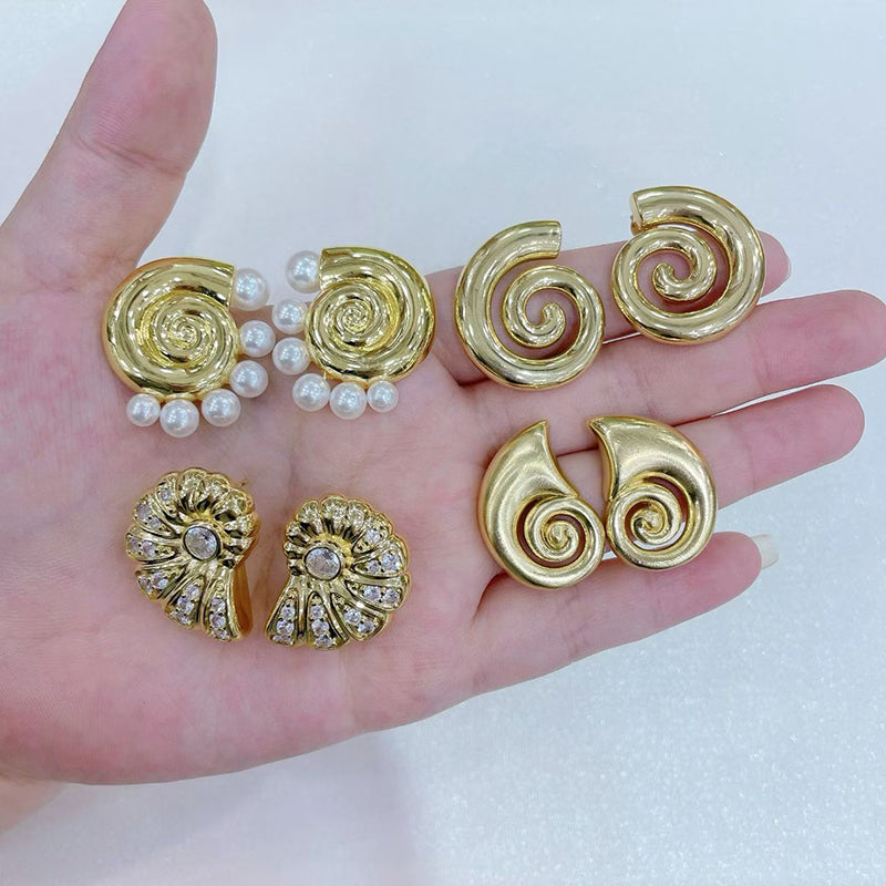 B Copper Conch Earrings