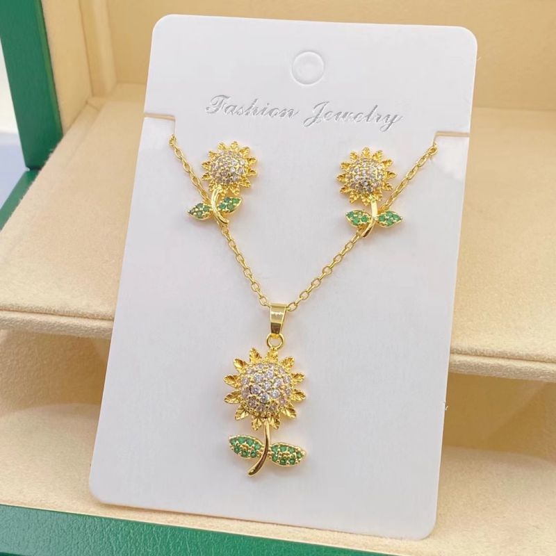 B Copper Diamond Heart Necklace And Earring Set