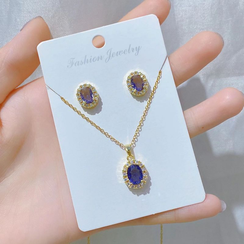 B Copper Diamond Heart Necklace And Earring Set