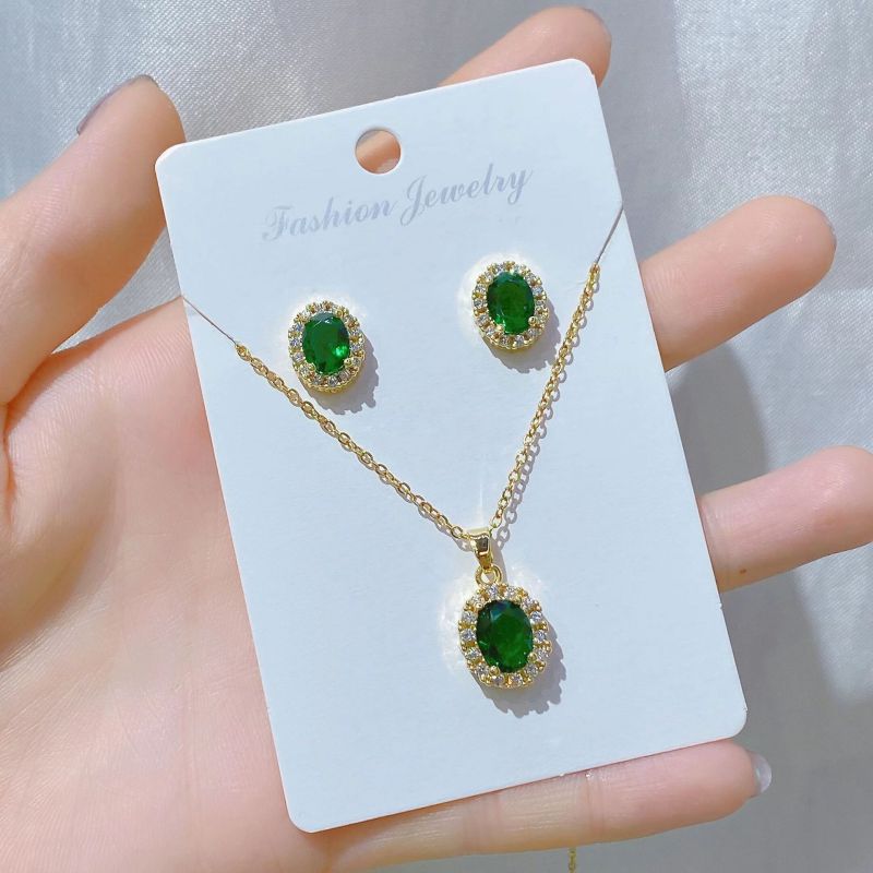 B Copper Diamond Heart Necklace And Earring Set