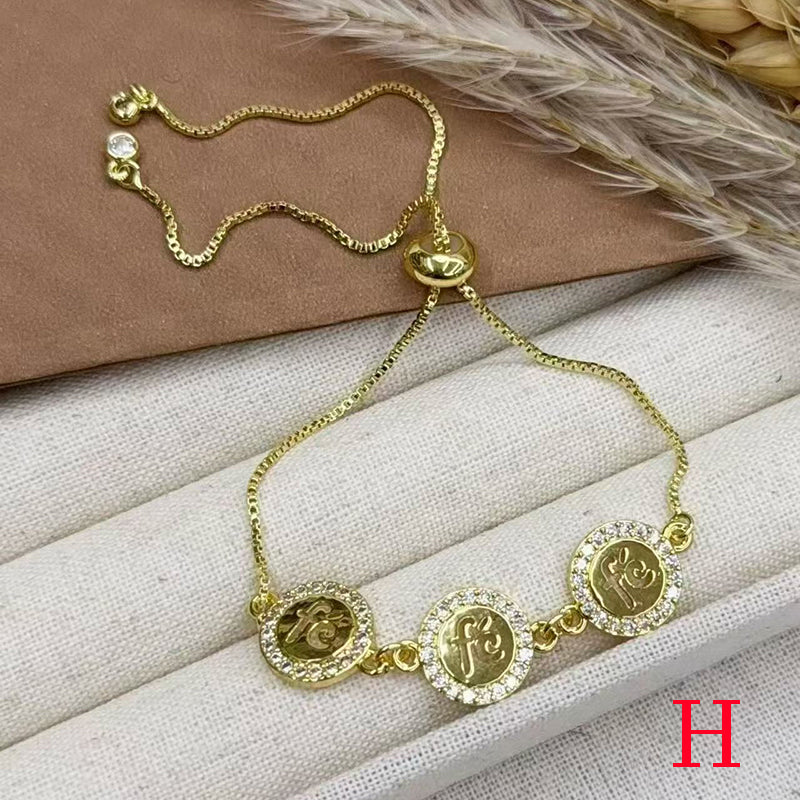 B Copper Diamond-encrusted Portrait Bracelet